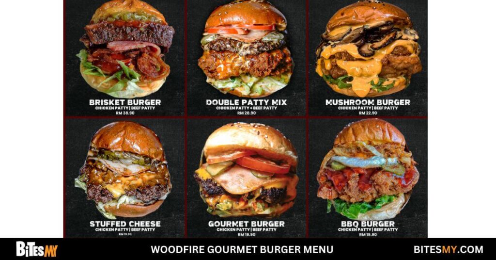 Woodfire's Gourmet Burger Menu